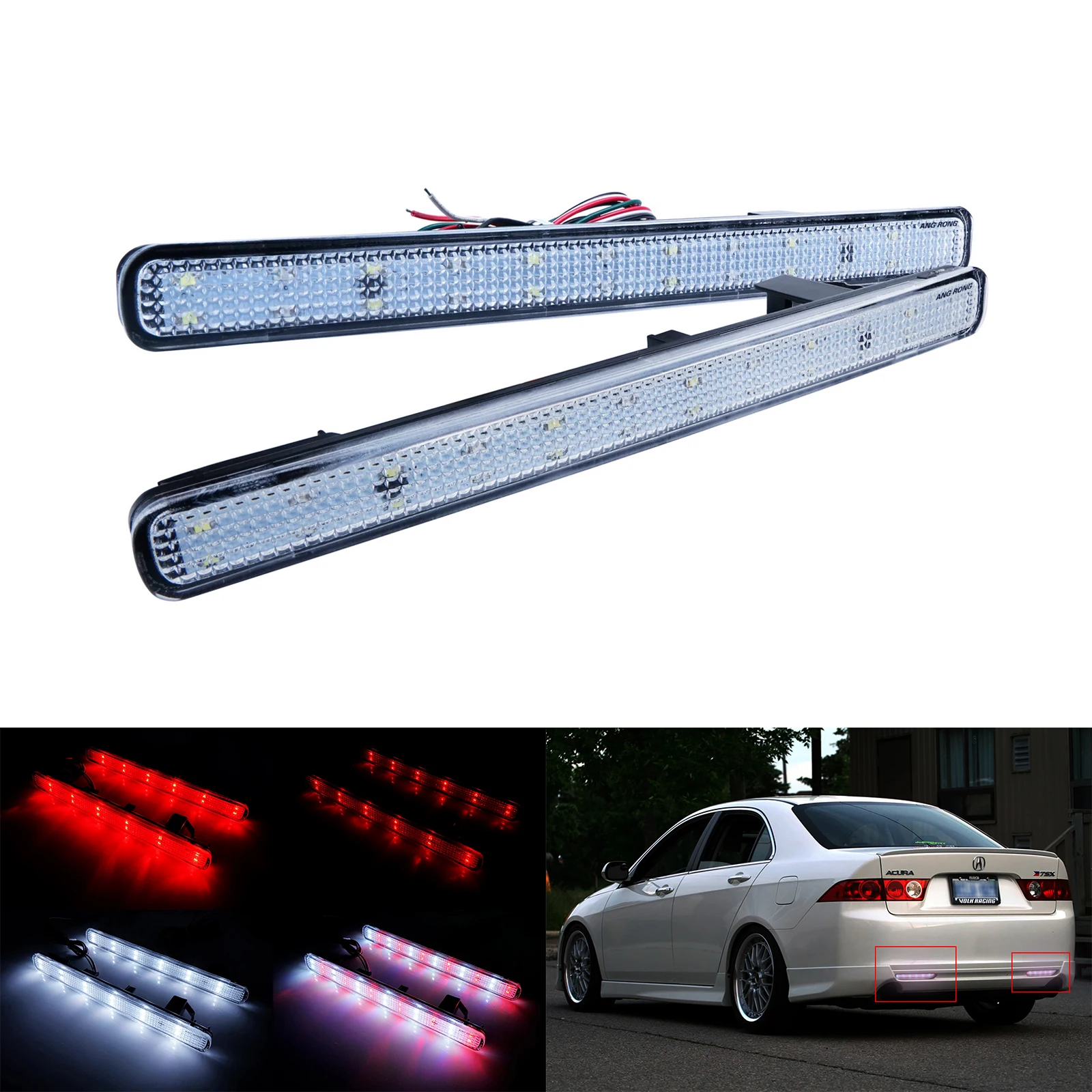 

Для Acura TSX Sedan 2009-2014 светодиодный задний бампер отражатель задний стоп-сигнал задний фонарь заднего хода прозрачная линза
