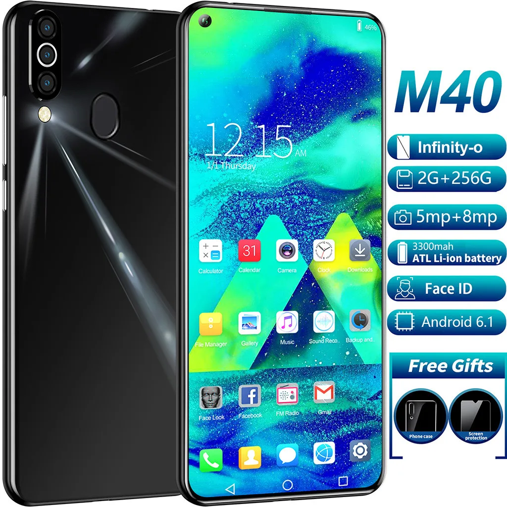 Смартфон оптом M 40 четырехъядерный 6,6 дюймов HD камера Android 6,1 2G+ 32G gps 3g мобильный телефон для звонков Великобритания лучший подарок