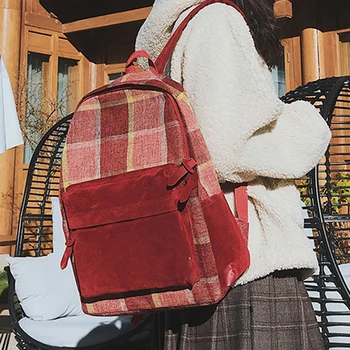 

Fashion School Book Bags For Teenage Girls Shoulder Bag Fashion Canvas Backpacks For Women Simple Travel Plaid School Backpack