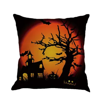 

4 Patterns Halloween Cotton Linen Fabric Cushion Covers Digital Printed Home Decorative Square Pillowcase 45*45cm Drop Shipping