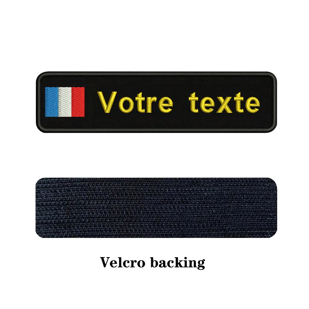 yellow-Velcro Таможня Вышивка Флаг Франции имя или заплатка с текстом 10 см* 2,5 см значок Утюг на или липучке Подложка для одежды брюки рюкзак шляпа - Цвет: yellow-Velcro