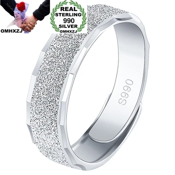 

OMHXZJ Wholesale European Fashion Hot Jewelry Man Male Party Birthday Wedding Gift Simple Resizable S990 Sterling Silver RR834