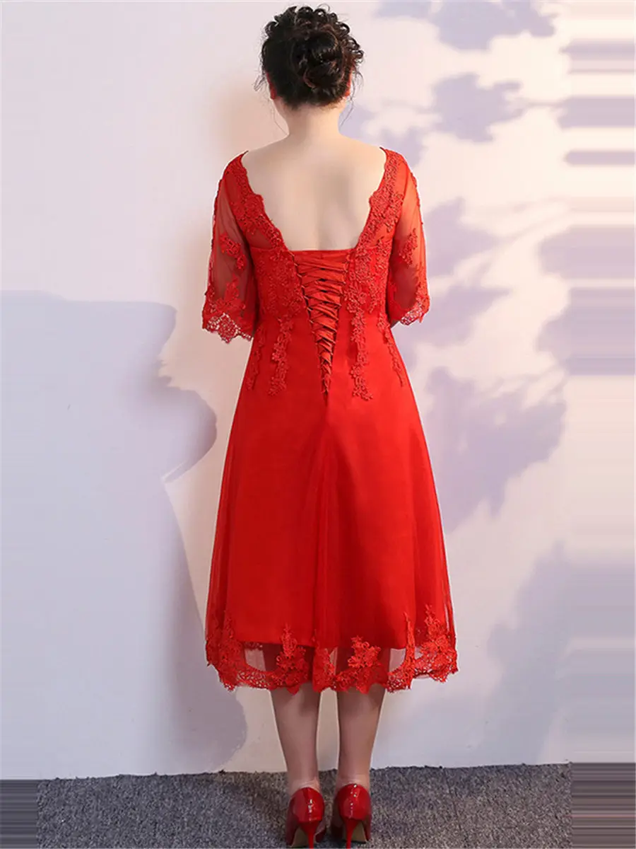 Платья для выпускного вечера с красной вышивкой Vestidos De Gala T360 нового размера плюс платья с круглым вырезом женские вечерние платья с открытой спиной на шнуровке платье для выпускного вечера