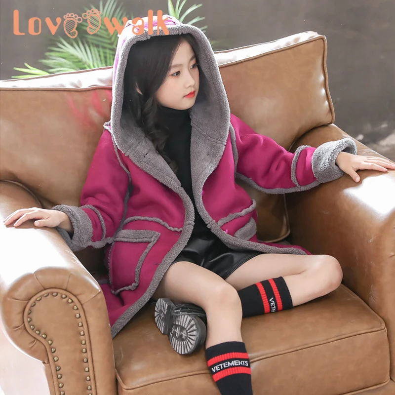 Детское пальто для девочек зимнее Новое модное шерстяное подростков осенняя