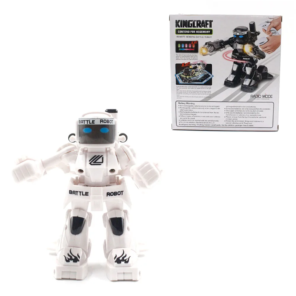 2 4G Remote Sensing Battle Robot RC Fighting Boxing Robot Black White Single 2