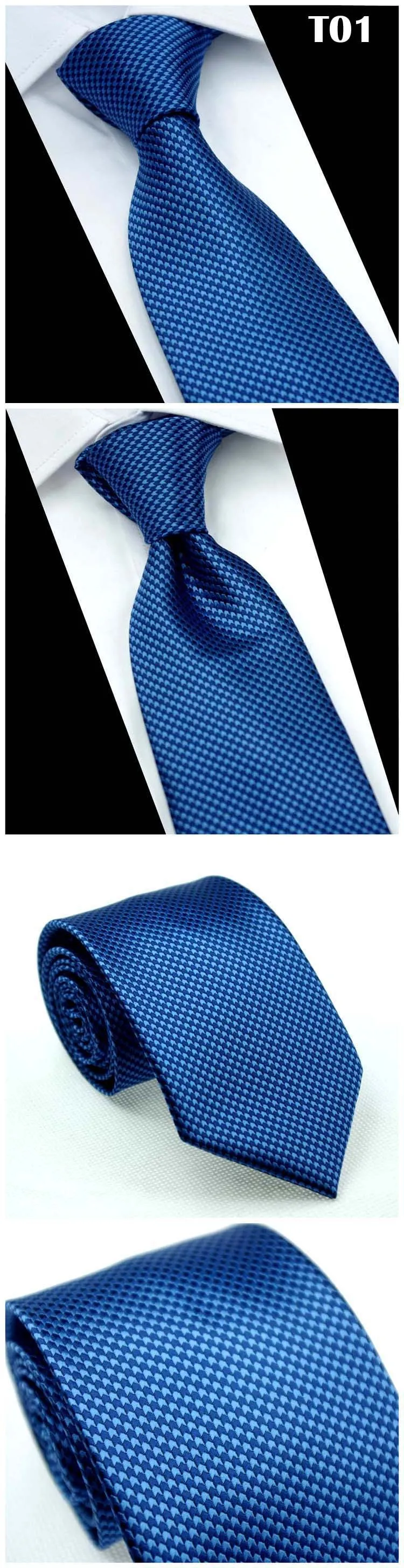 Men Formal Wear Business Tie Purplish Blue Sapphire Blue Striped Plaid Tie