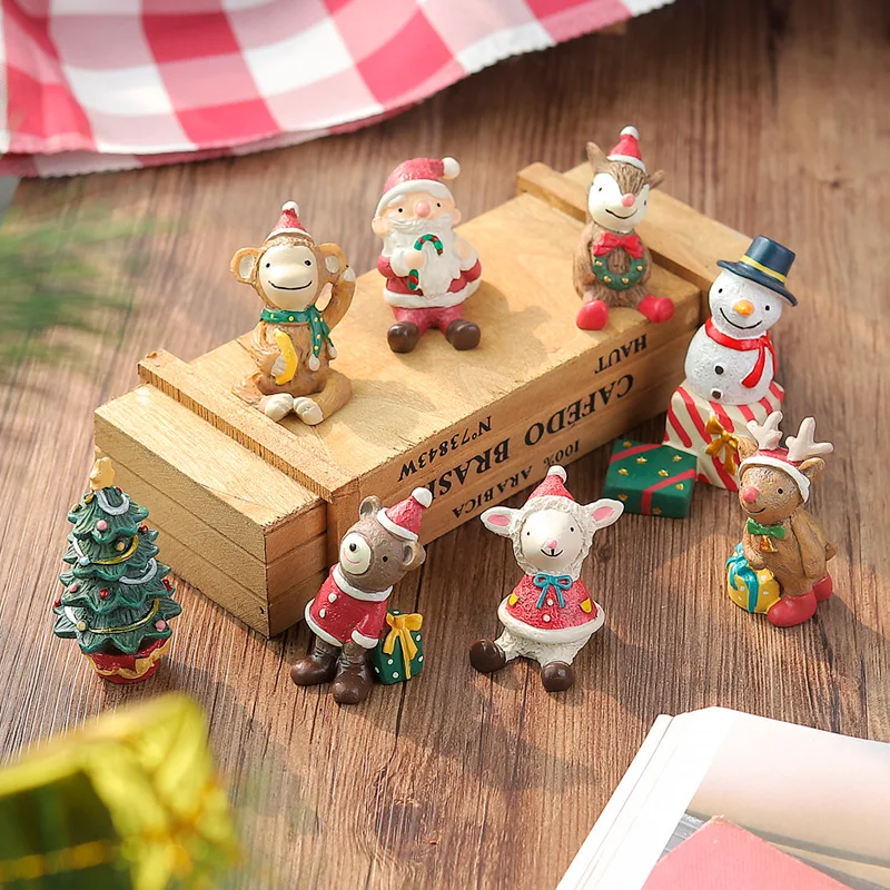 Смола мини Санта Клаус Снеговик Рождественское украшение "Лось", рождественские украшения для дома, одежда на Рождество подарки поделки РОЖДЕСТВЕНСКИЕ, с животными