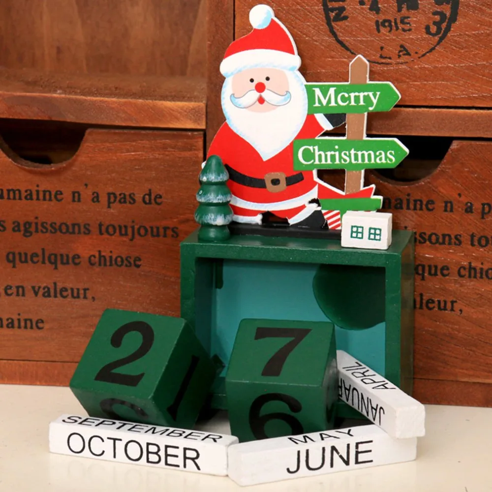 Прекрасный милый Рождественский деревянный календарь домашний офис Настольный орнамент Рождественское украшение детские рождественские подарки