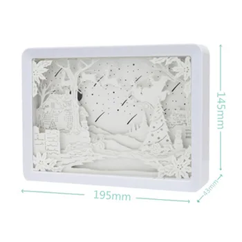 

Christmas 3D Night Lamp Paper Pattern Painting LED Table Desk Box Frame 634E