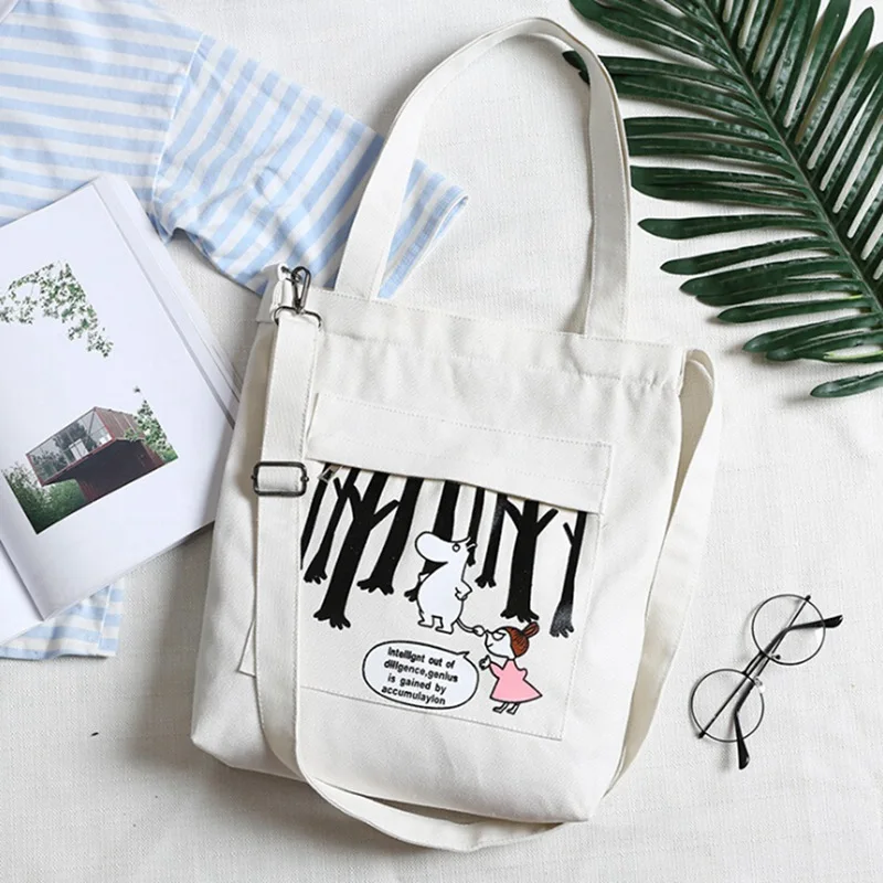 creamy-white 4 Color Moomin Zip Bag Storage Bag Travel Luggage Organizer Sorting Bag vacuum bags for clothes - Цвет: creamy-white