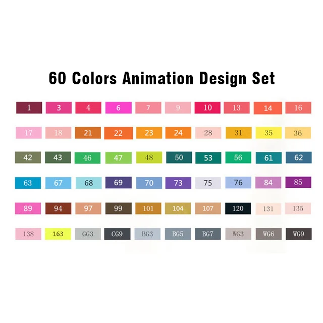 60 animation set TOUCHNEW 30/40/60/80/168 Цвета двойной головкой маркеры для анимации рисунок пером эскизные ручки маркер для рисования на спиртовой основе товары для рукоделия - Цвет: 60 animation set