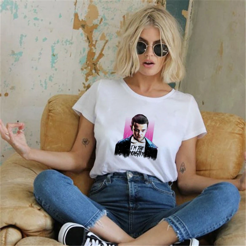 Showtly Stranger Things футболка Eleven Женская Повседневная женская Femme Одежда Harajuku Забавный