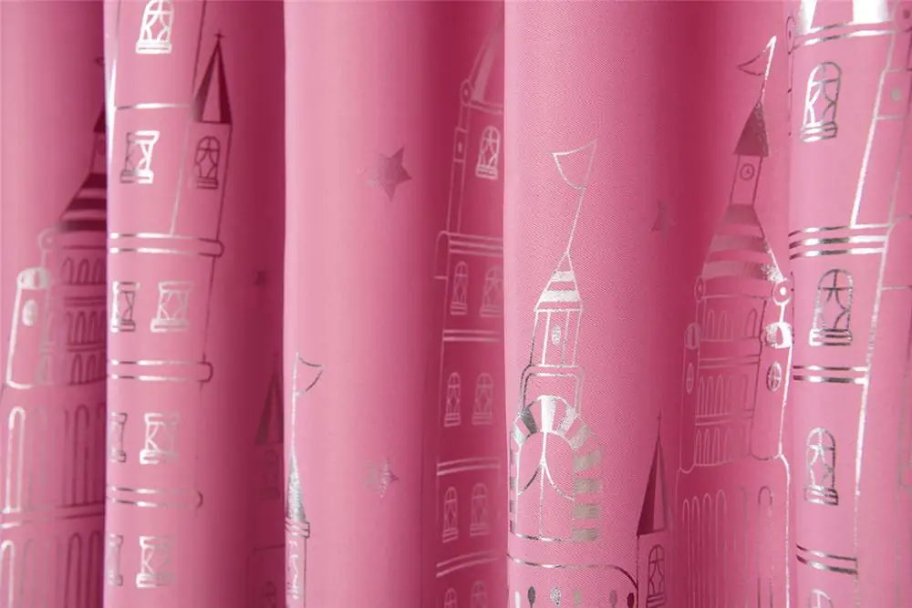 PINK TONGDI Блестящая серебряная звезда замок затемненная занавеска высококачественное украшение для рождественской вечеринки детская комната спальня гостиная - Цвет: PINK