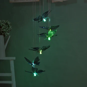 

Butterfly LED Solar Wind Chimes Light Hanging Windbell Lamp Color Change Decor Solar Power LED Waterproof Easy Installation