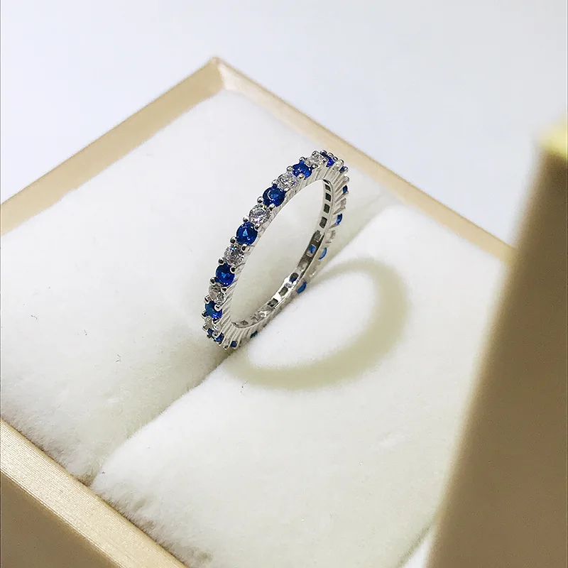 Wong Rain 925 Sterling Silver Lab Sapphire High Carbon Diamonds Gemstone Wedding Band Engagement Romantic Rings Fine Jewelry 6