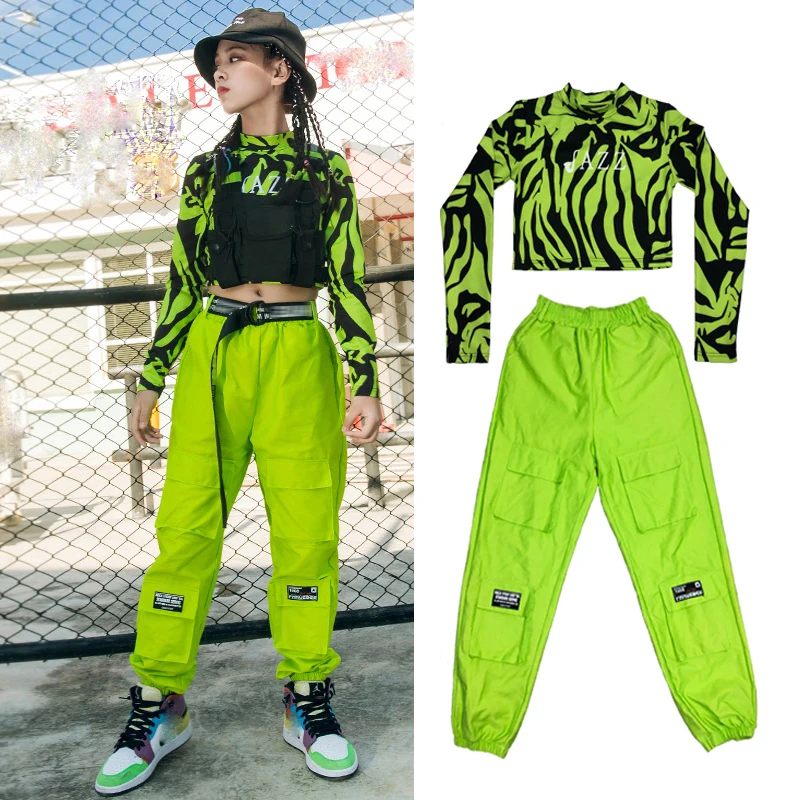 

Girls' Hip-Hop Dance Costumes Green Hiphop Suit Children'S New Overalls Jazz Performance Clothes Catwalk Stage Outfits DN6783