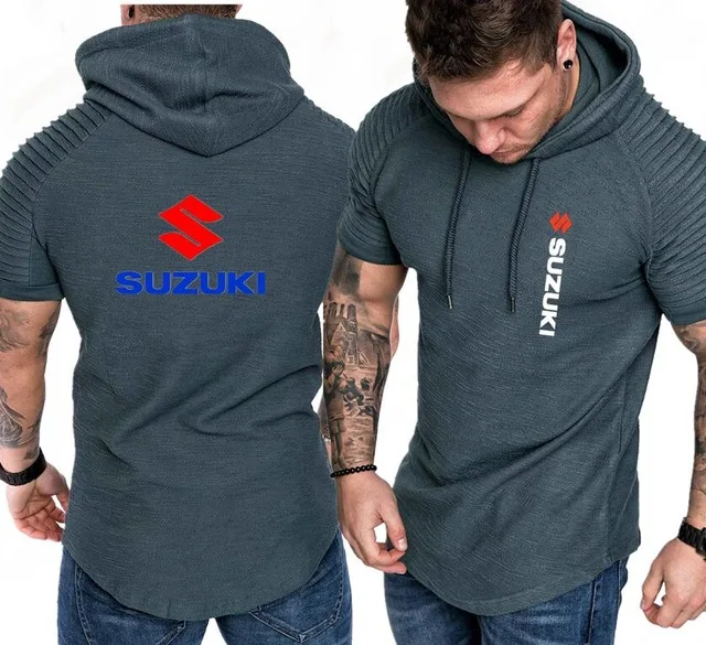 Для Suzuki гоночный принт Для мужчин короткий рукав с капюшоном толстовки мужские толстовки летнее худи тонкие пуловеры в стиле хип-хоп спортивный костюм PulloverP - Цвет: 20