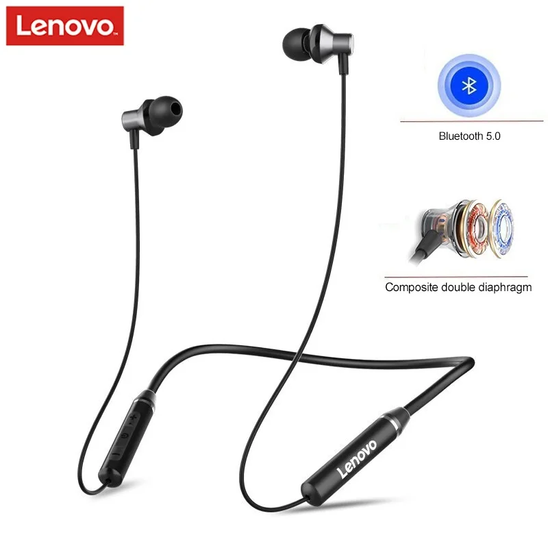 

Lenovo HE05 Bluetooth 5.0 Wireless IPX5 Waterproof Noise Cancelling Earphones Magnetic Neckband Earphones Sport Earbuds With Mic