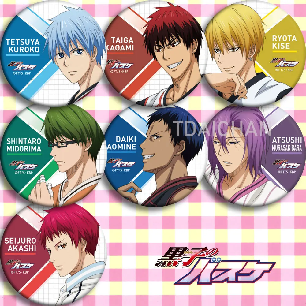 

Anime Kuroko's Basketball Kuroko Tetsuya Kagami Taiga Kise Ryota 58mm Tinplate Badge Pin Gift 7pcs Cartoon Collect Decoration