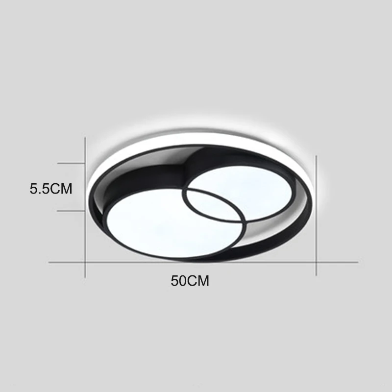 Black 50CM Современный светодиодный круглый потолочный светильник s светильник ing скандинавский декоративный светильник для гостиной, ресторана, детской спальни, светильник для учебы - Цвет корпуса: Black 50CM