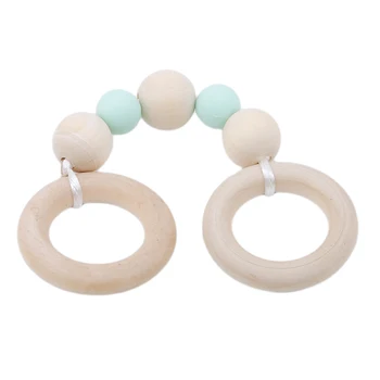 

Baby Silicone Teether Wooden Pacifier Clips Beads Chain Non-toxic Infant Soother Nipple Strap Baby Teether