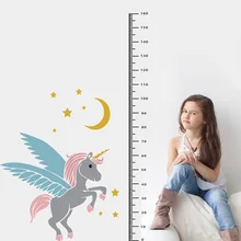 Cute Unicorn Height Wall Stickers Meter Ruler Kid Room Decal Sticker Baby Growth Chart Mural  for Bedroom House Decoration