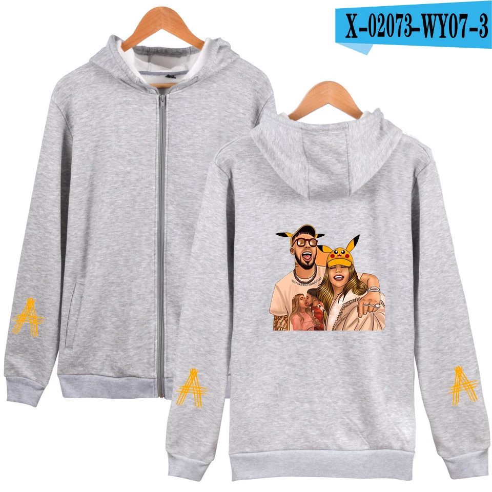 Anuel AA, хип-хоп, настоящий хаста Ла Муэрте, толстовки на молнии, толстовка, модная толстовка с капюшоном, пуловер, мужские/женские толстовки на молнии, толстовка - Цвет: WY07