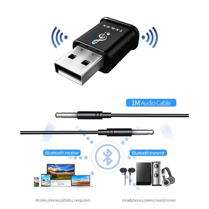 Bluetooth 5,0 аудио передатчик приемник USB AUX 3,5 мм разъем беспроводной адаптер