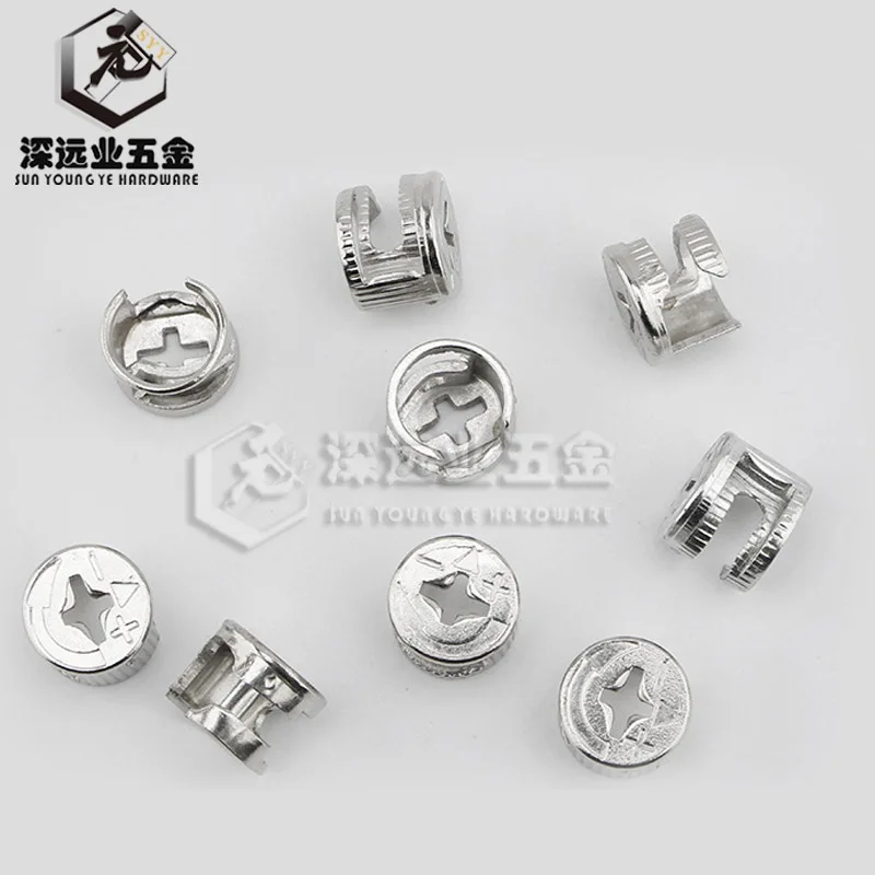 10Sets Furniture Side Connecting 40mm 35mm 32mm Cam Fitting Dowel Pre-inserted Nut Furniture Hardware Fitting 3 in 1