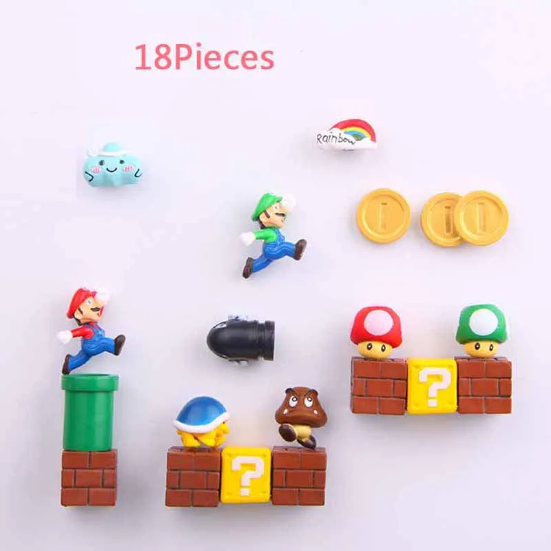 18 Combinations 54 шт 3D Super Mario Bros. Магниты на холодильник стикер сообщений забавные Девочки Мальчики для малышей детей студентов игрушки подарок на день рождения - Цвет: 18 Combinations