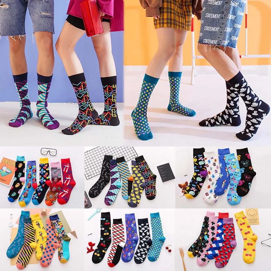

Skateboard Chaussette Homme Fashion Colorful tongue Female Socks European USA Hip Hop Street Crew Meias Funny Socks Size36-42
