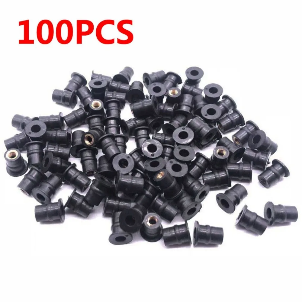 100 шт., M5, резиновые гайки, 5 мм, метрические, для лобового стекла мотоцикла, хорошо гайки, латунные гайки для ветровых стекол, обтекатели