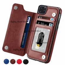 Ретро Чехол из искусственной кожи чехол для iPhone 11 Pro X Xr XS max 6 слот для карт чехол для samsung S10E S8 S9 S10 Plus S7 Edge Note 8 9 задняя крышка
