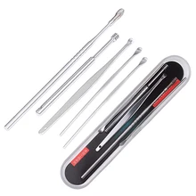 5pcs/set Stainless Steel Ear Wax Pickers Earpick Wax Remover Curette Ear Pick Cleaner Ear Cleaner Spoon Care Ear Clean Tool