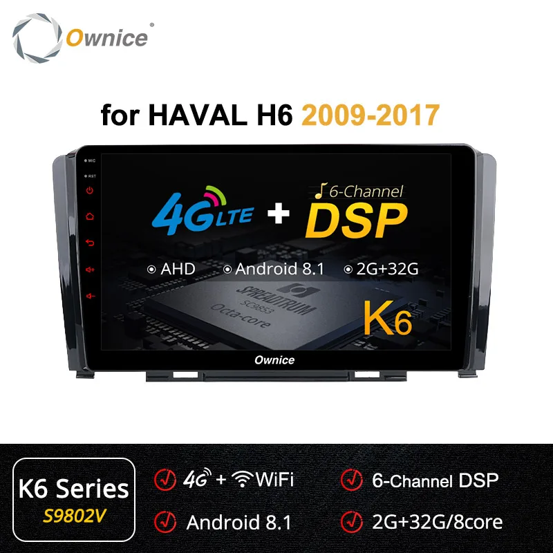 S9802 K6 Series Ownice K3 K5 K6 Octa 8 Core Android 9,0 " 360 панорама DSP 4 аппарат не привязан к оператору сотовой связи машинный DVD проигрыватель для Защитные чехлы для сидений, сшитые специально для Great Wall Hover H6 Navi gps Радио стерео - Цвет: S9802 K6 Series