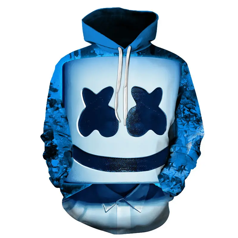 3D печать Новые мужские и женские модные толстовки marshmello электрическая толстовка с капюшоном для ди-Джея Мужская Повседневная Толстовка