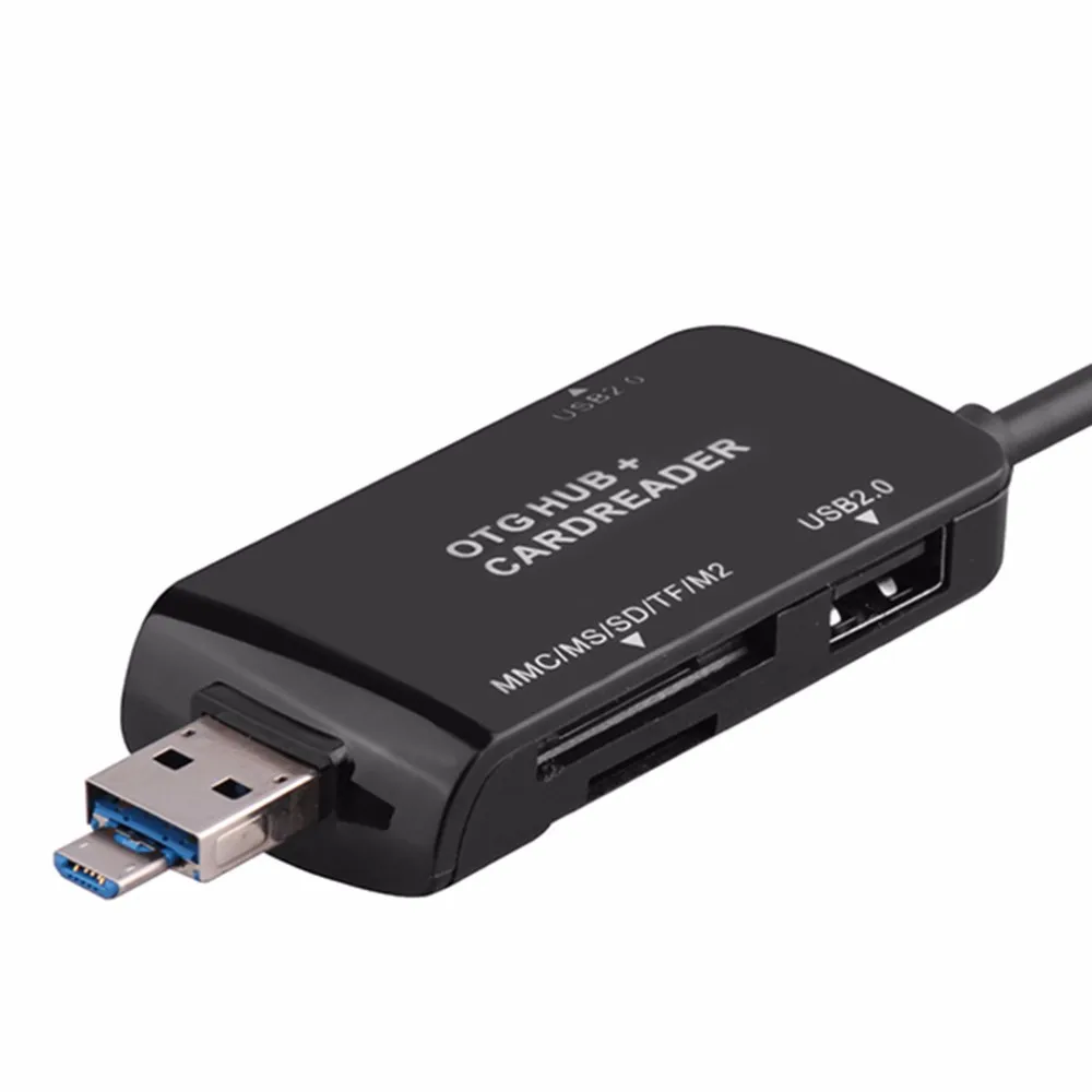 Универсальный OTG 2 порта USB2.0 концентратор с безопасной цифровой картой памяти/TF/MS/MMC/M2 кардридер расширение Телефона