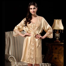 Шелковые пижамы шелковые двухсекционный костюм свадебные пижамы женские халаты домашний сервис