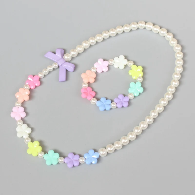 Cute Acrylic Bow Beaded Stretch Bracelet Toddlers Baby Kids