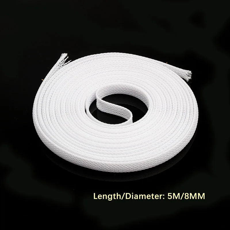 Description Picture 4 of item5/10M White Insulated Braid Sleeving 2/4/6/8/10/12/15/20/25mm Tight PET Wire Cable Gland Protection Cable Sleeve