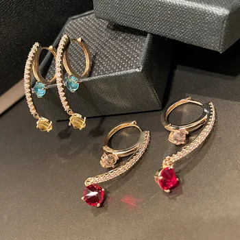 

fashion golden cubic zirconia yellow unique earring for women