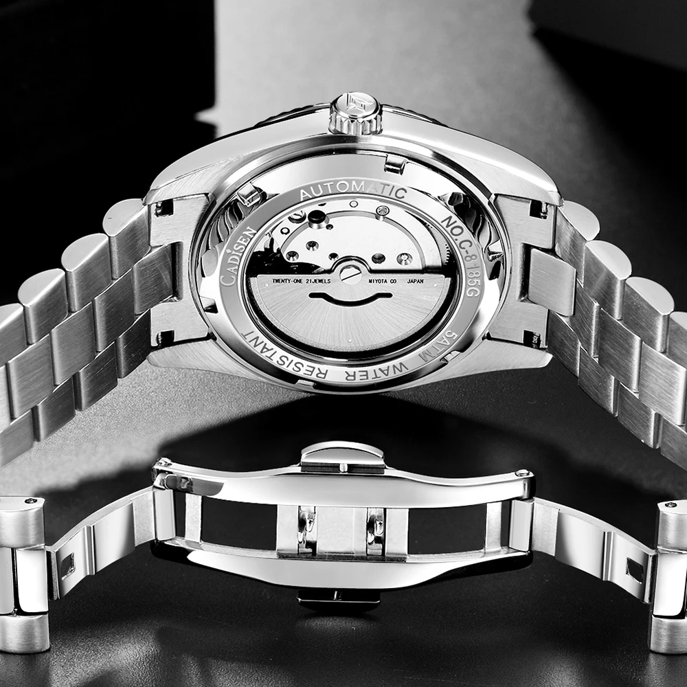 2021 Cadisen Automatic Watch Men Swimming 10Bar Waterproof Screw Crown Japan Miyota 8285 Movement Stainless Steel Case Watches