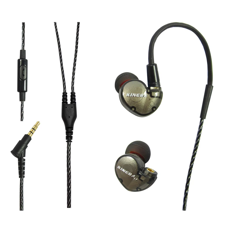 KINERA BD005 1DD+ 1BA гибридные наушники вкладыши HIFI DJ монитор бег спортивные наушники ушные наушники с микрофоном Отсоединяемый кабель