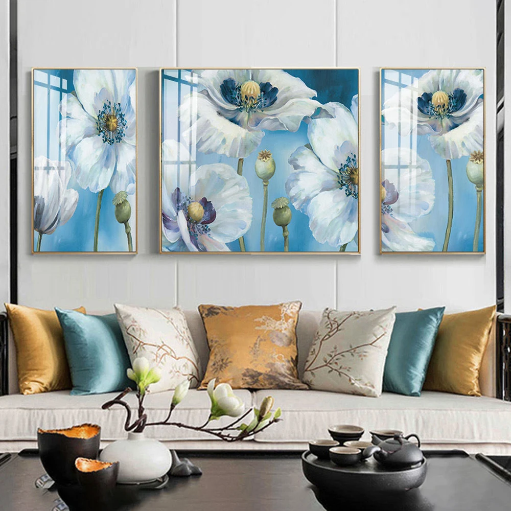 3 Piece New Chinese Oil Painting Printed Flowers Canvas Painting Wall Art Landscape Posters Prints for Living Room Decor Cuadros