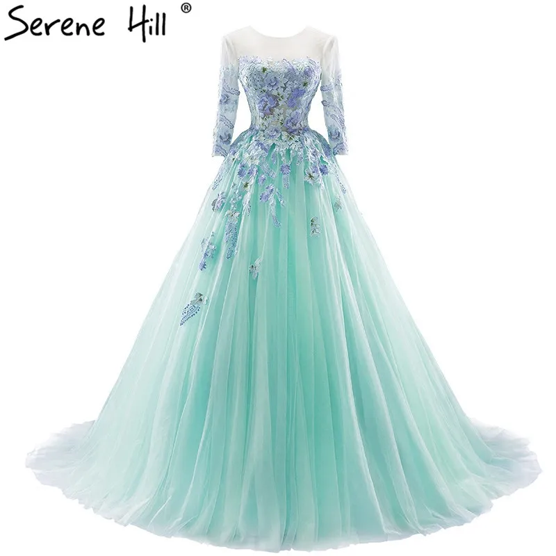 Vestido De Novia Verde Menta Tul Mangas Largas Tren De Fotografia Nupcial Gwons 2020 Serene Hill Hm66373 Serene Hill Wedding Dress Long Sleevegreen Wedding Dress Aliexpress