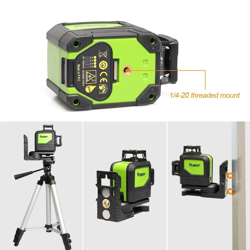 Huepar 2 x 360° Cross Line Laser Level Green Beam Self-Leveling Laser  Leveler Tools with Pulse Mode & Magnetic Pivoting Base 902CG