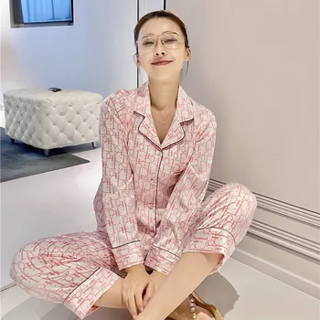 

Pajama women's ice snow silk summer long sleeved trousers home clothes high grade silk cardigan pajamas
