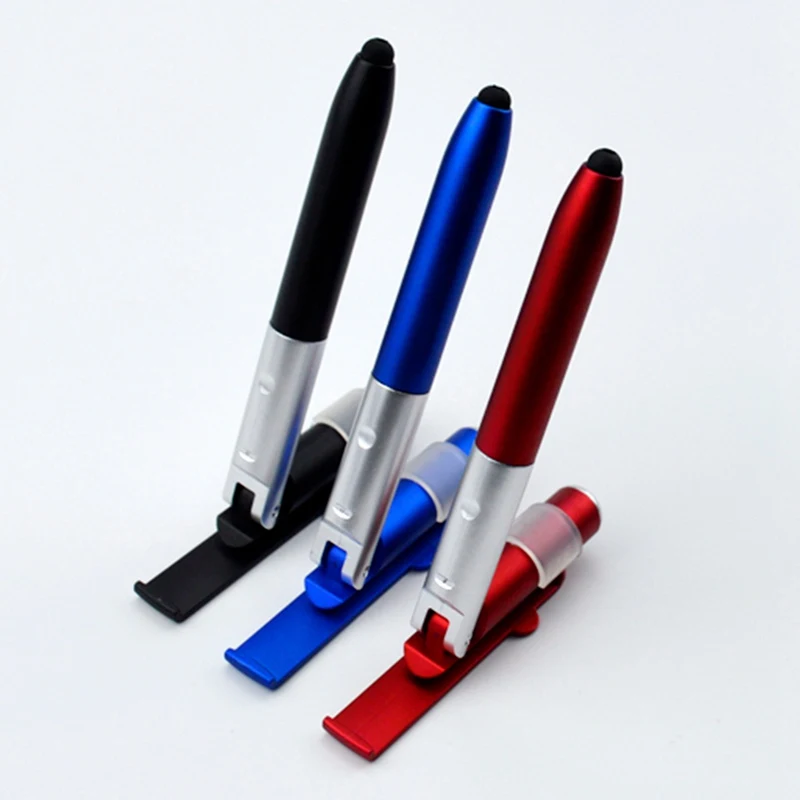 

4 In 1 Creative Fashion Multifunctional Mobile Phone Bracket LED Folding Light Pen Touch Capacitance Touch Screen Ball Pen