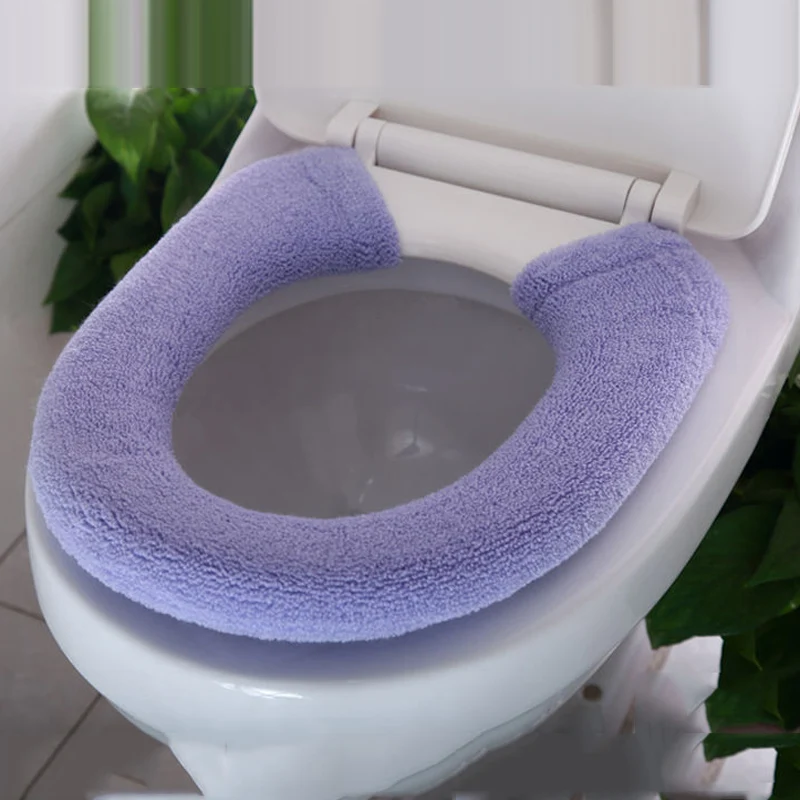 

3 шт. случайных цветов подушка для сиденья унитаза утолщенный мягкий чехол для сиденья унитаза Универсальный Зимний теплый коврик с кольцом для унитаза чехол моющийся
