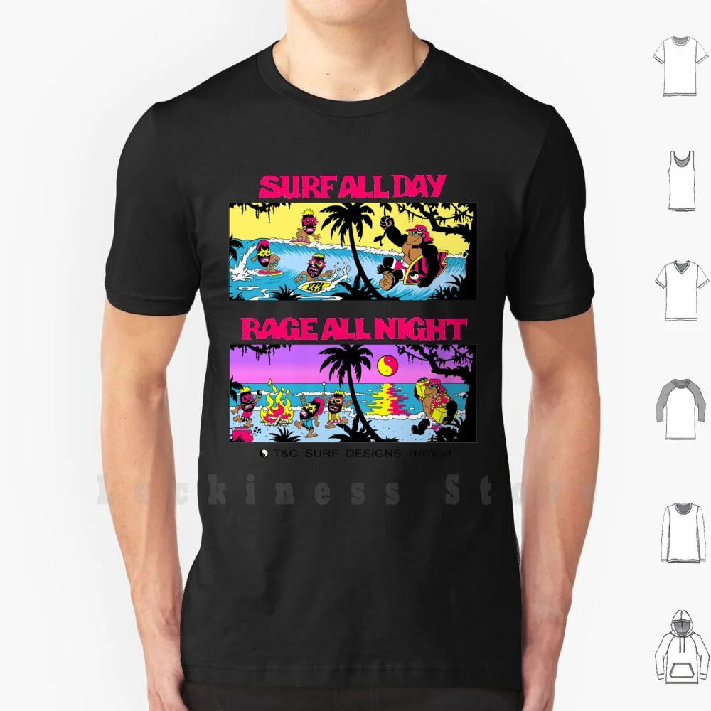 Surf All Day , Rage All Night T Shirt Diy 100% Cotone 6Xl T C Personaggi Dei Cartoni Animati Gorilla Tiki Orange County Animali Bambini